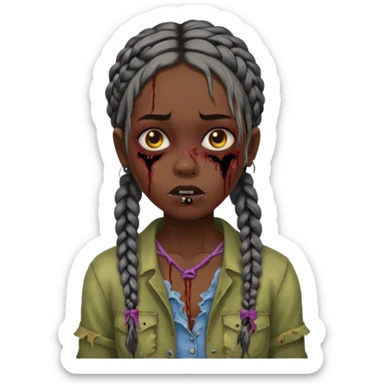 swag zombie girl black with braids sticker