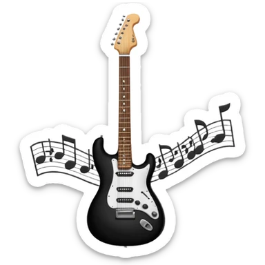 electric guitar and music notes sticker