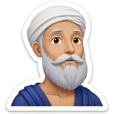 Middle Eastern sage with long beard stroking his beard while gazing up at stars in night sky sticker