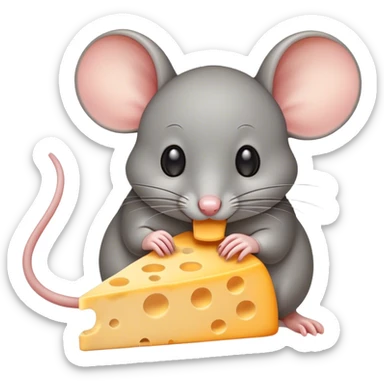 Mouse eating cheese sticker