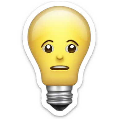 light bulb with little brain and stars inside sticker