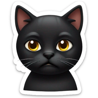 Black annoyed cat sticker