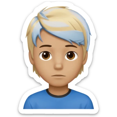 boy with blonde hair emo, brown shirt, and blue eyes sticker