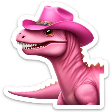 Dinosaur wearing a pink cowboy hat and boots   sticker