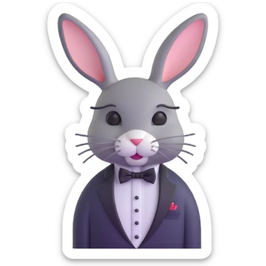 sophisticated bunny in tuxedo and bow tie sticker