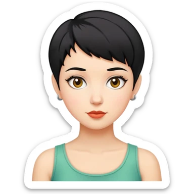 woman pixie cut black hair sticker