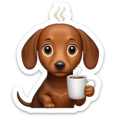 brown dachshund coffee with a bit of hair  sticker