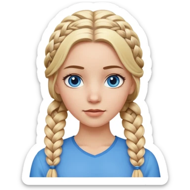 white girl with braided blonde hair  sticker