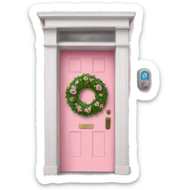 Pink door with a circular wreath  sticker