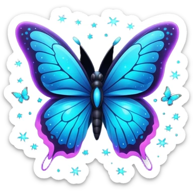 Bioluminescent nebulae dark and neon-glowing nightly dusky starry sparkly butterfly sticker