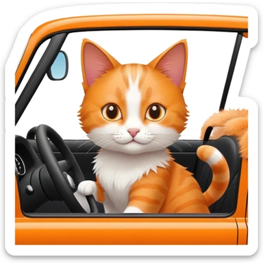 Cat riding a car  sticker