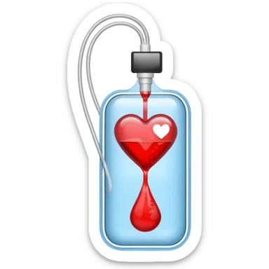 IV bag with heart symbol sticker
