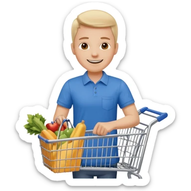 Pushing a shopping cart sticker