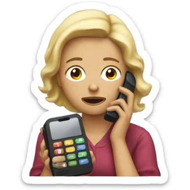 Woman crying with a phone in her hand sticker