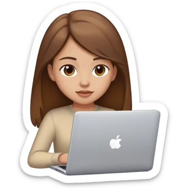 Brow hair girl with a laptop  sticker