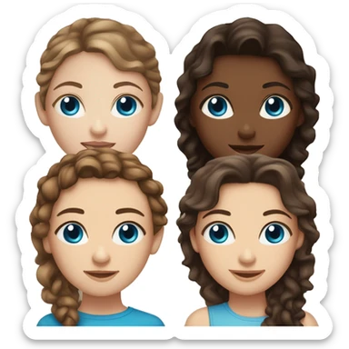One fair skinned girl with blue eyes and brown curly hair and one fair skinned girl with blue eyes and straight dark brown hair  sticker