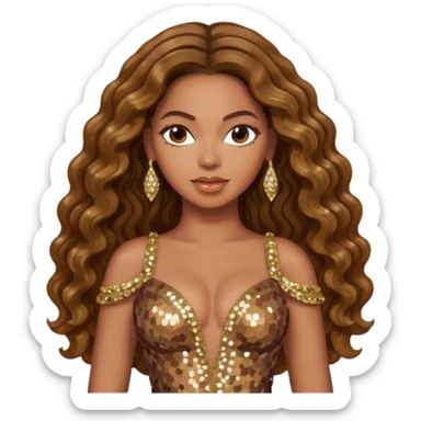 Beyonce with brown long hair sticker