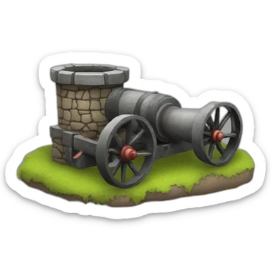 Kanone mit burg sticker