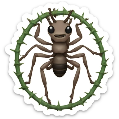 Ant wearing a crown of thorns sticker