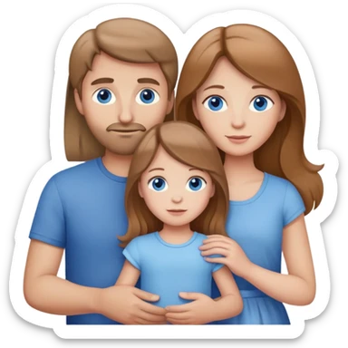 Family with mother, father and three little girls, everyone has light brown hair and blue eyes sticker