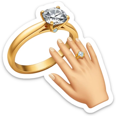 Left hand with engagement ring sticker