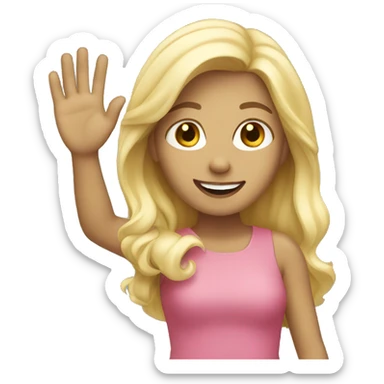 Blonde girl waving sticker