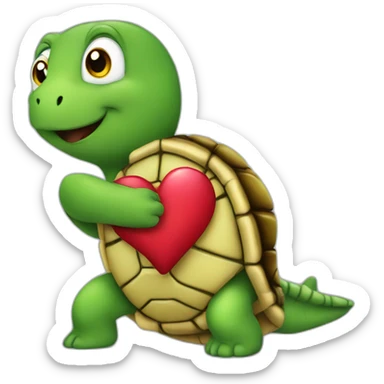 A turtle kissing a heart sticker