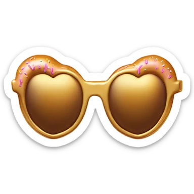 sugar glazed donut heart shaped with gold chrome sunglasses sticker