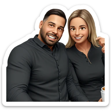 smiling couple enjoying coffee sticker