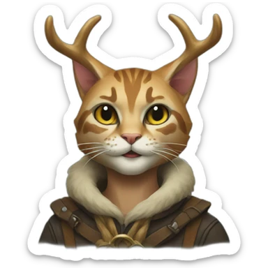 antlers on a tabaxi cat-person sticker