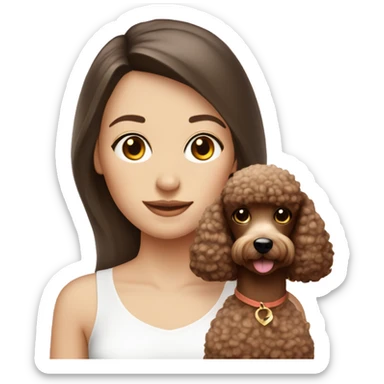 Brunette girl is pale with a peach poodle sticker