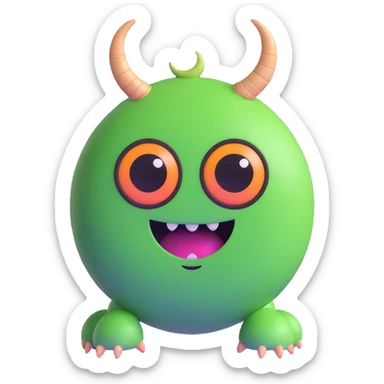 one-eyed green round monster with little horns like in Monsters Inc sticker