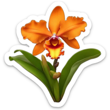 Cattleya orchid orange  sticker