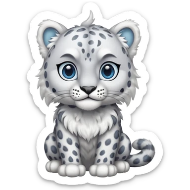 Snow Leopard with a beak and wings, full body sticker