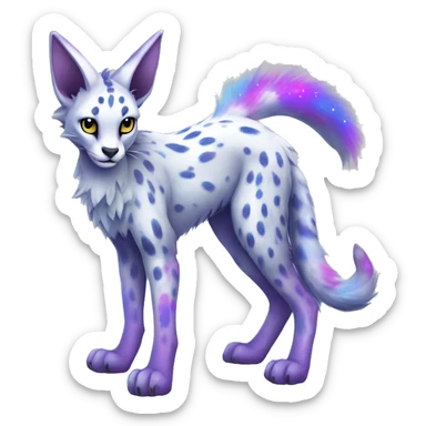 Cute Kawaii Epic Ethereal Sparkly Colorful Sergal-Serval-Vernid full body sticker