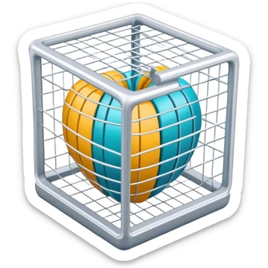 Create an emoji for 3D visualization and modeling. Show a 3D object with wireframe lines and a 3D modeling tool interface. Use modern, professional colors. Do not include any emojis or smiley faces. Make the background transparent. sticker