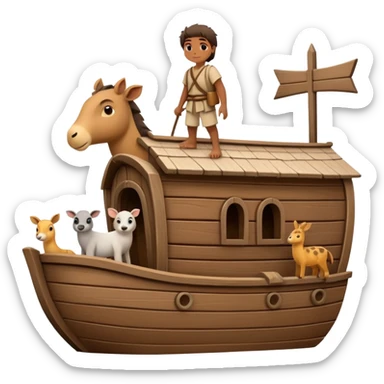 Noah with animals boarding a large wooden ark sticker