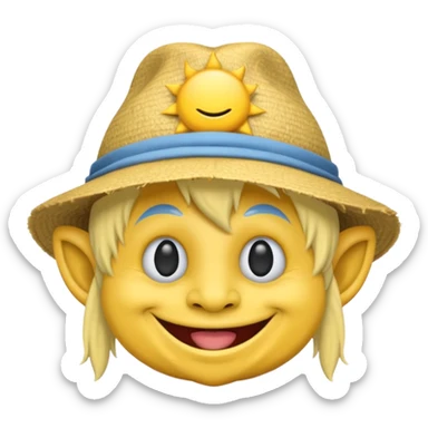 Troll emoji wearing a hat in the sun sticker