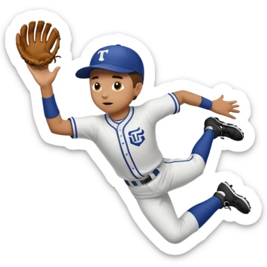 baseball player diving to catch the ball sticker