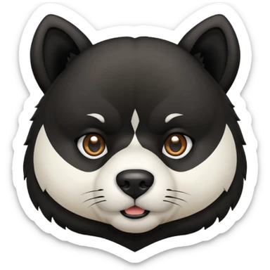 Black, wide, Akita dog head, bear like, with pointy ears  sticker