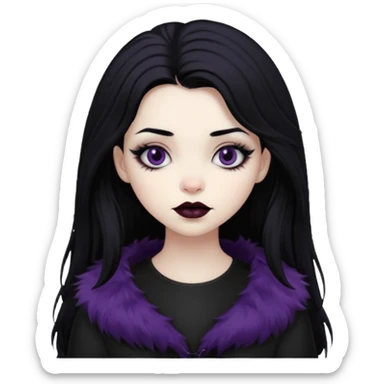  goth girl with fluffy hair sticker