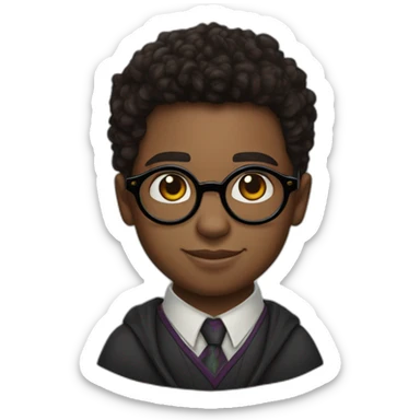 Young light skin chardwick boseman with in round Harry Potter glasses and a noticeable goatte sticker