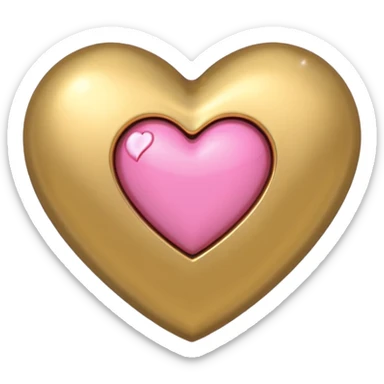 gold heart with one mini pink heart inside of it  sticker