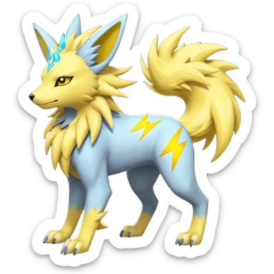 Feral Quadrupedal Digitigrade Luxray-Jolteon-Renamon-Manectric-fusion-hybrid-creature, full body  sticker