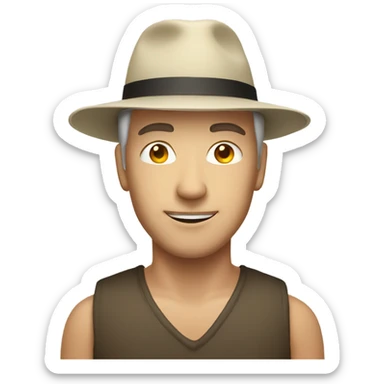 White man with Asian hat  sticker