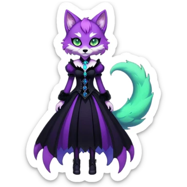 Multicolored gloomy glowing bioluminescent dark edgy gothic spooky cool badass pretty cool elegant realistic floral exotic Falvie-Fionbri-fursona, full body sticker