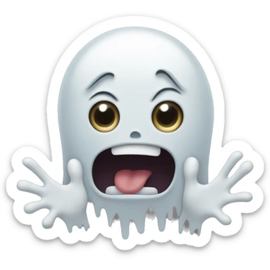 a surprised face imitating a ghost with it's hands sticker