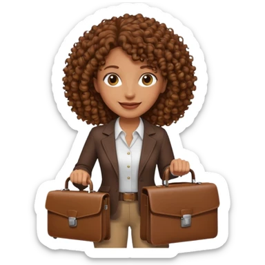 brown curly haired woman holding a briefcase sticker