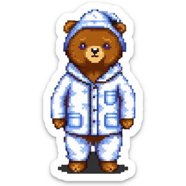 bear in pajamas with a nightcap standing sticker