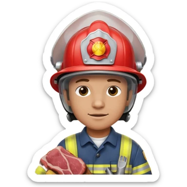 Firefighter cooking meat using building that is on fire sticker